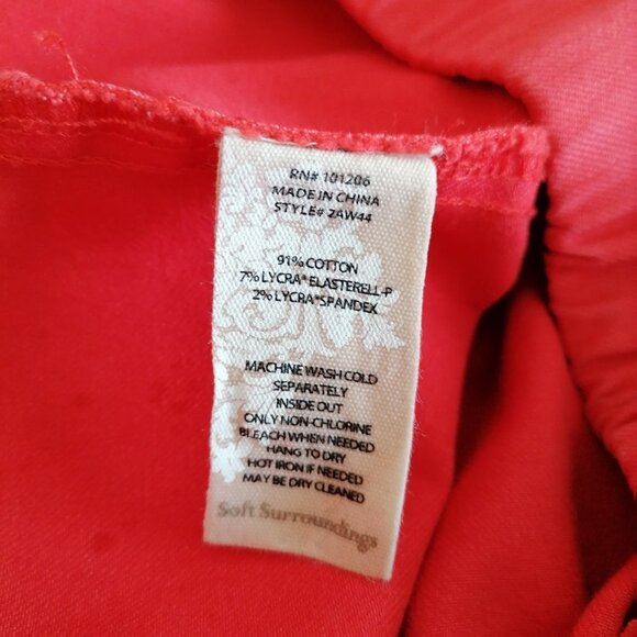 Soft Surroundings Womens Red High Rise Button Hem Straight Leg Dress Pant Size L - Picture 7 of 7